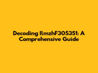 Decoding IlmzhF305351: A Comprehensive Guide